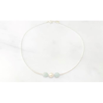 Beautiful Aquamarine & Pearl bracelet worth £70 designed & handmade by Ginny D