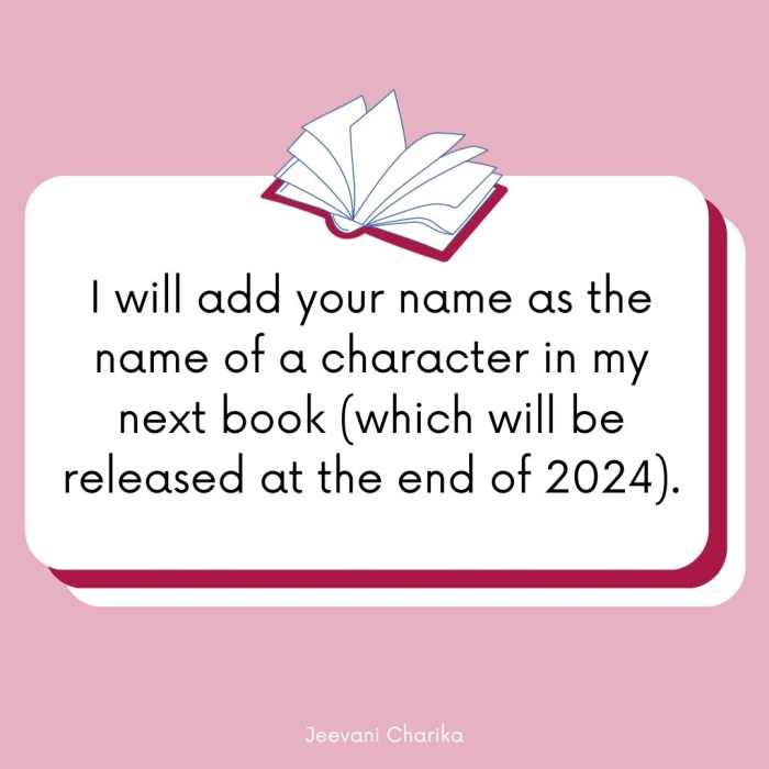 LOT 10 - For Readers - Your name as a character in a book