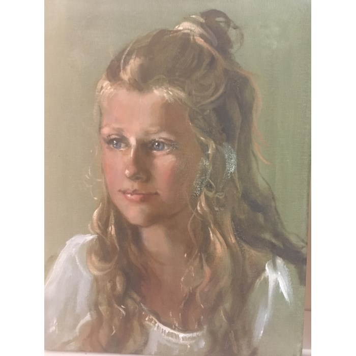 An oil or charcoal portrait bust by the talented Charlotte Cripwell