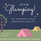 Accommodation - Two night stay in a Luxury glamping tent for a family of 4